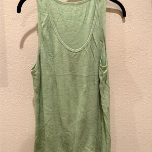 Ribbed Scoop-Neck Tank Top in Light Sage